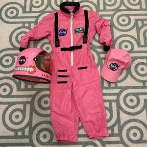 Kids Pink Astronaut NASA Costume w/ Hat & Helmet Size 4-6